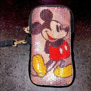 NWOT Mickey Mouse Sequin Glasses Sleeve wristlet